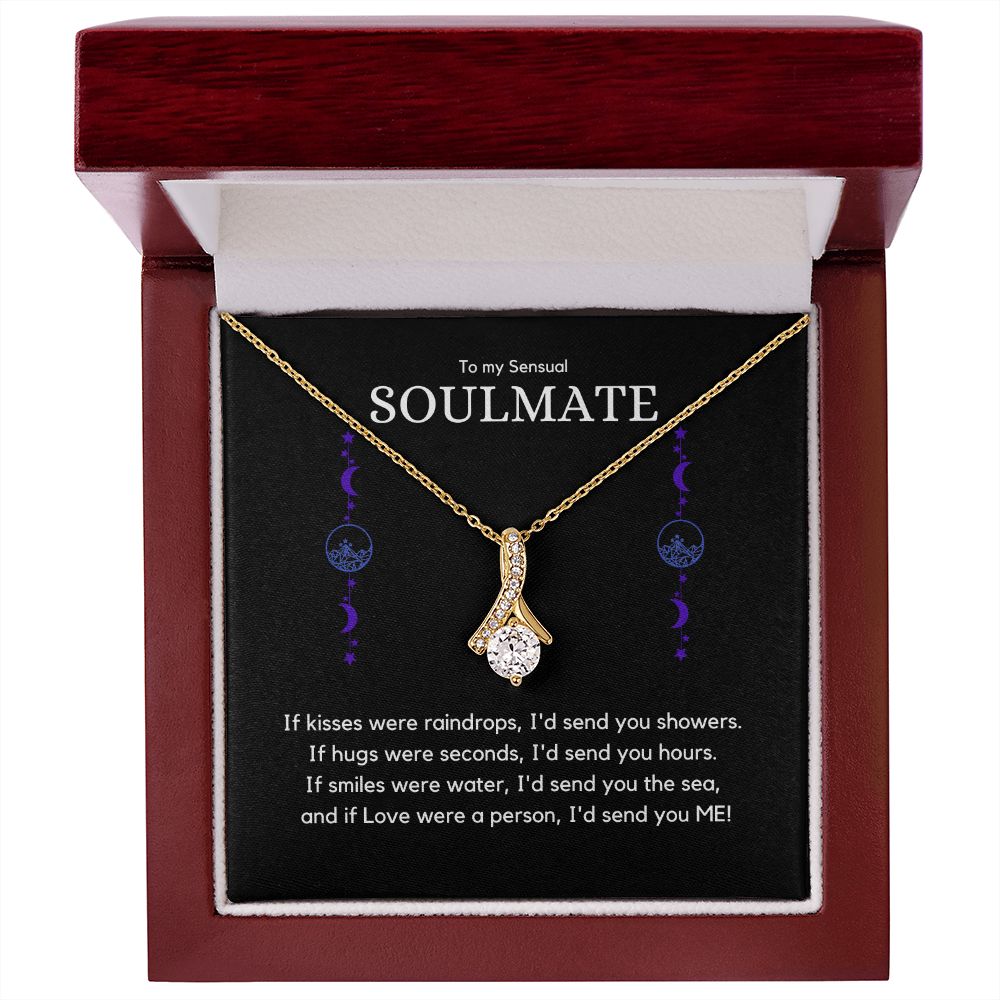 Your Sensual Soulmate Alluring Beauty Necklace with 18K Gold finish and a 7mm cubic zirconia