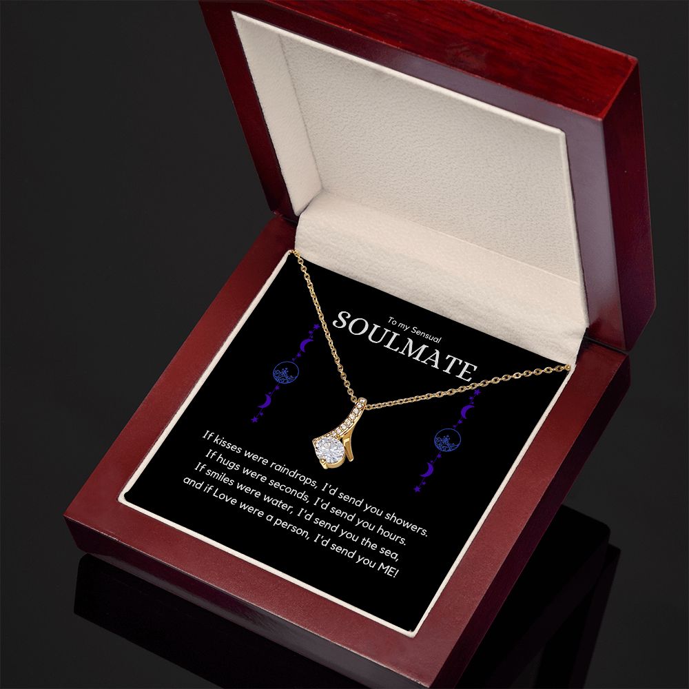 Your Sensual Soulmate Alluring Beauty Necklace with 18K Gold finish and a 7mm cubic zirconia