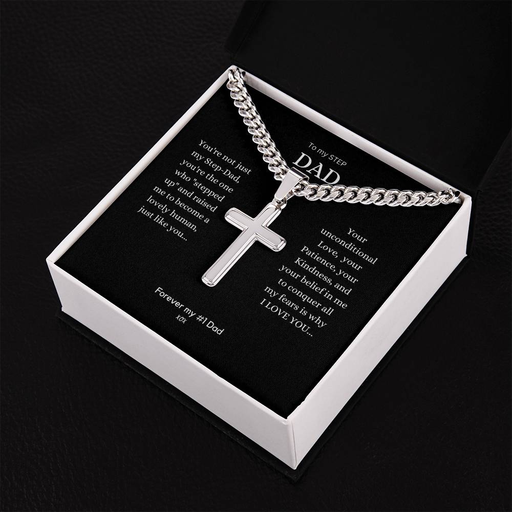 Cuban Chain with Personalized Polished Stainless Steel Cross