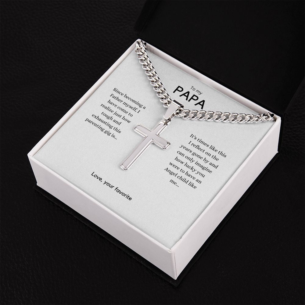 Cuban Link Chain with Cross you can Engrave your words onto the back of