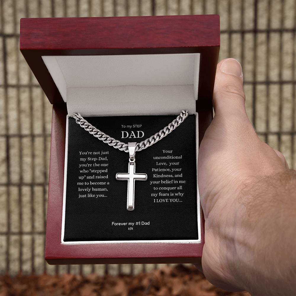 Cuban Chain with Personalized Polished Stainless Steel Cross