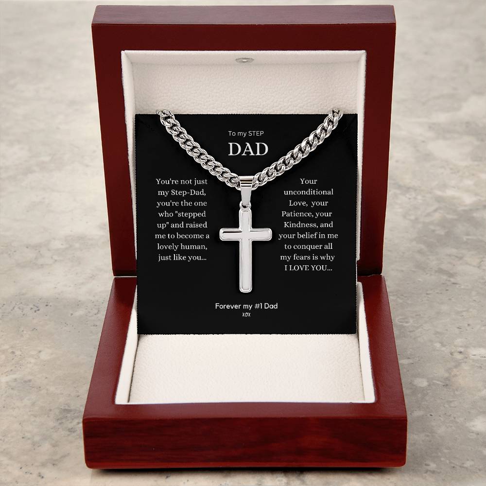 Cuban Chain with Personalized Polished Stainless Steel Cross