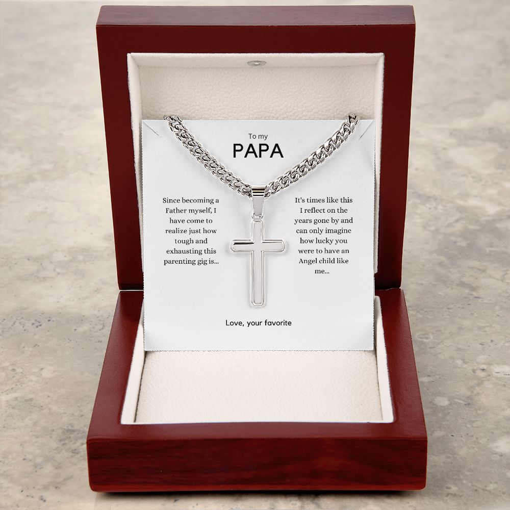 Cuban Link Chain with Cross you can Engrave your words onto the back of