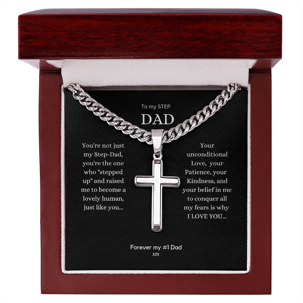 Cuban Chain with Personalized Polished Stainless Steel Cross