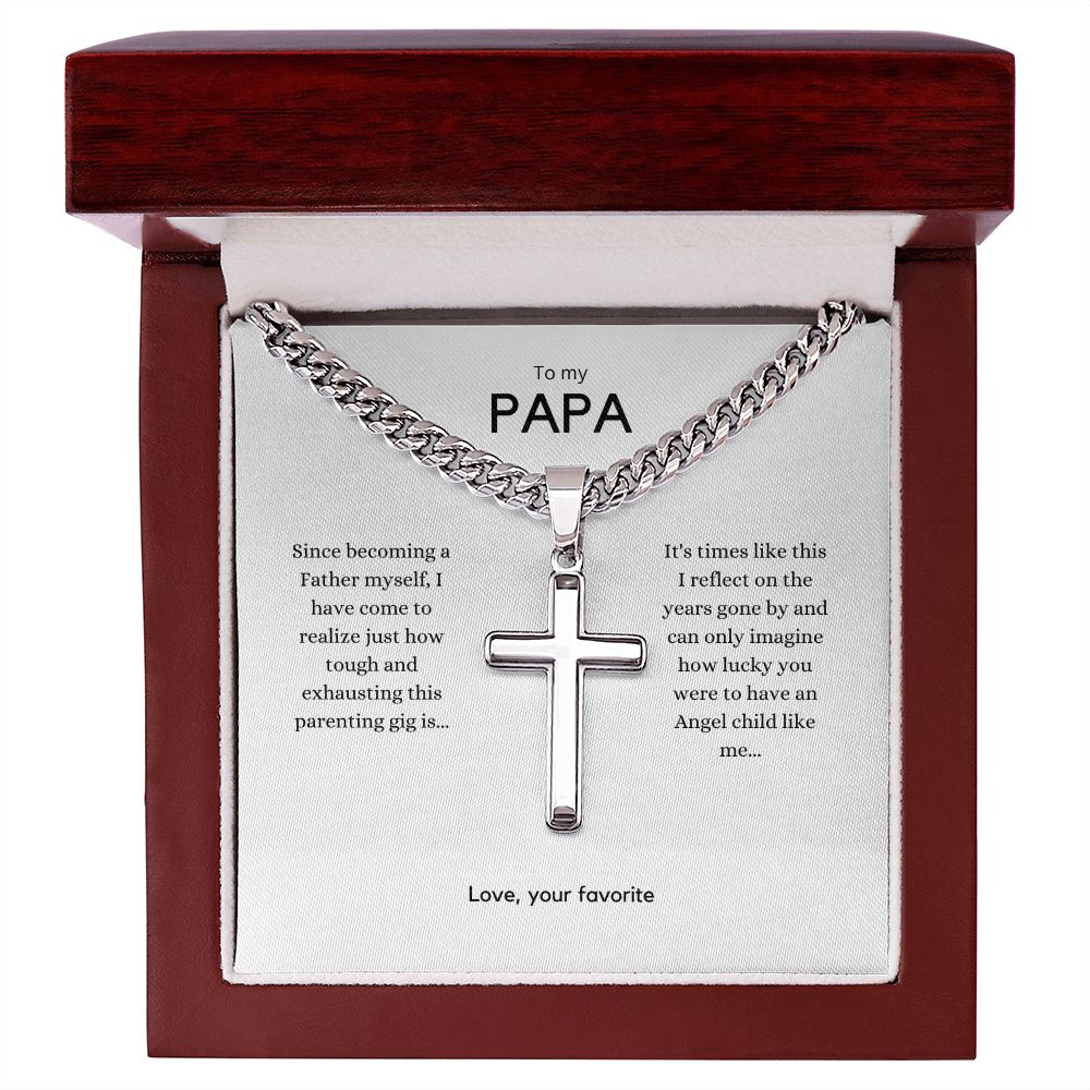 Cuban Link Chain with Cross you can Engrave your words onto the back of