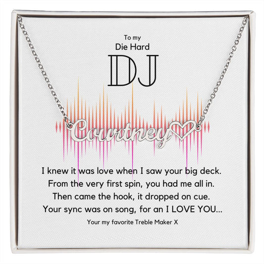 Die Hard DJ - Customizable Monogram Necklace with Heart