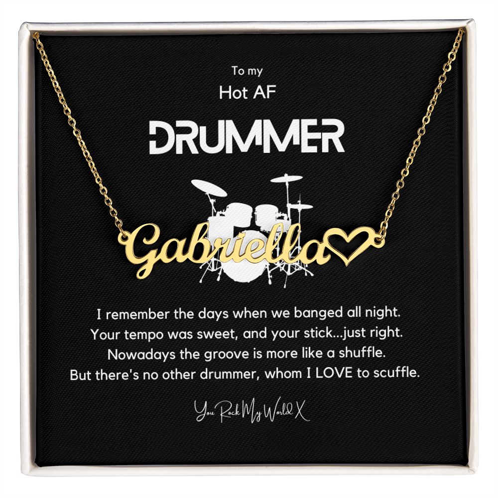 Hot AF Drummer - Monogram Necklace with Heart