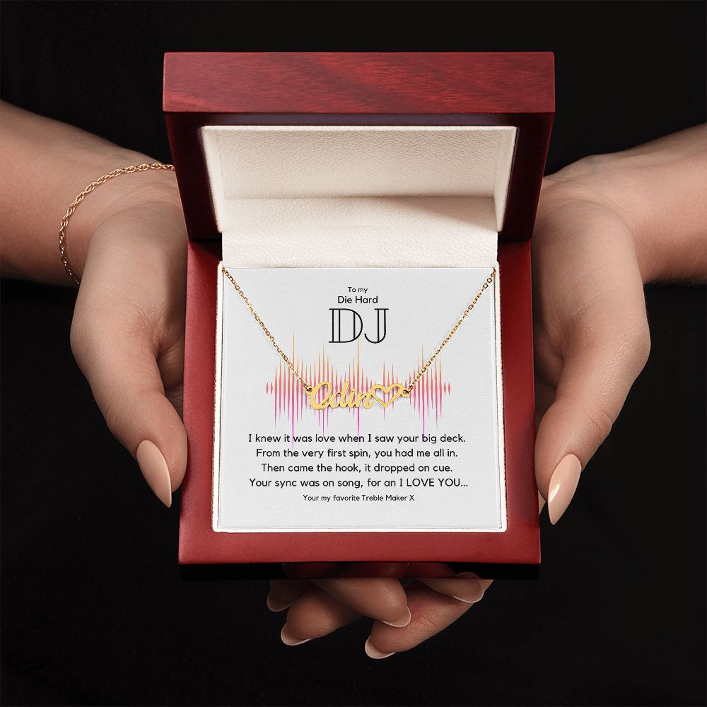 Die Hard DJ - Customizable Monogram Necklace with Heart