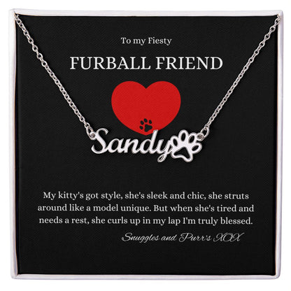 Furball Friend - Customizable Monogram Necklace with Paw Print