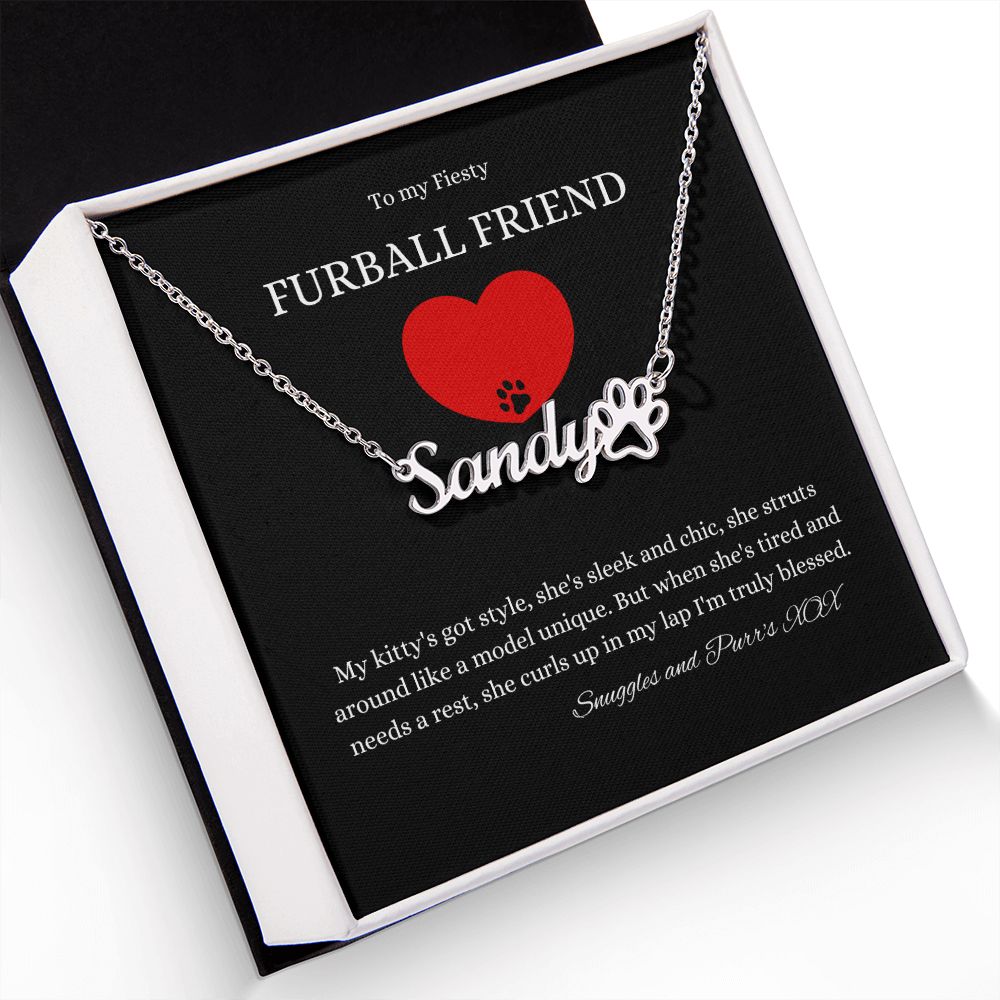 Furball Friend - Customizable Monogram Necklace with Paw Print