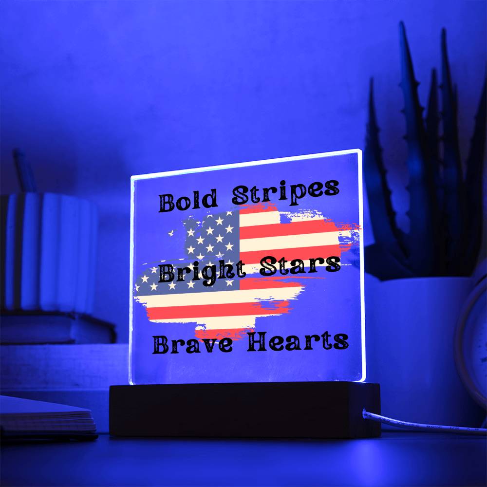 Patriotic Style, Multi-colored LED Night Light for your Office, Bar, Bedside or Mantle Piece for 4th of July and beyond