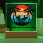 Riding the line, with our Canine - Keepsake acrylic plaque with LED light - Sun, Sand, Palms, You, Me and our Dog