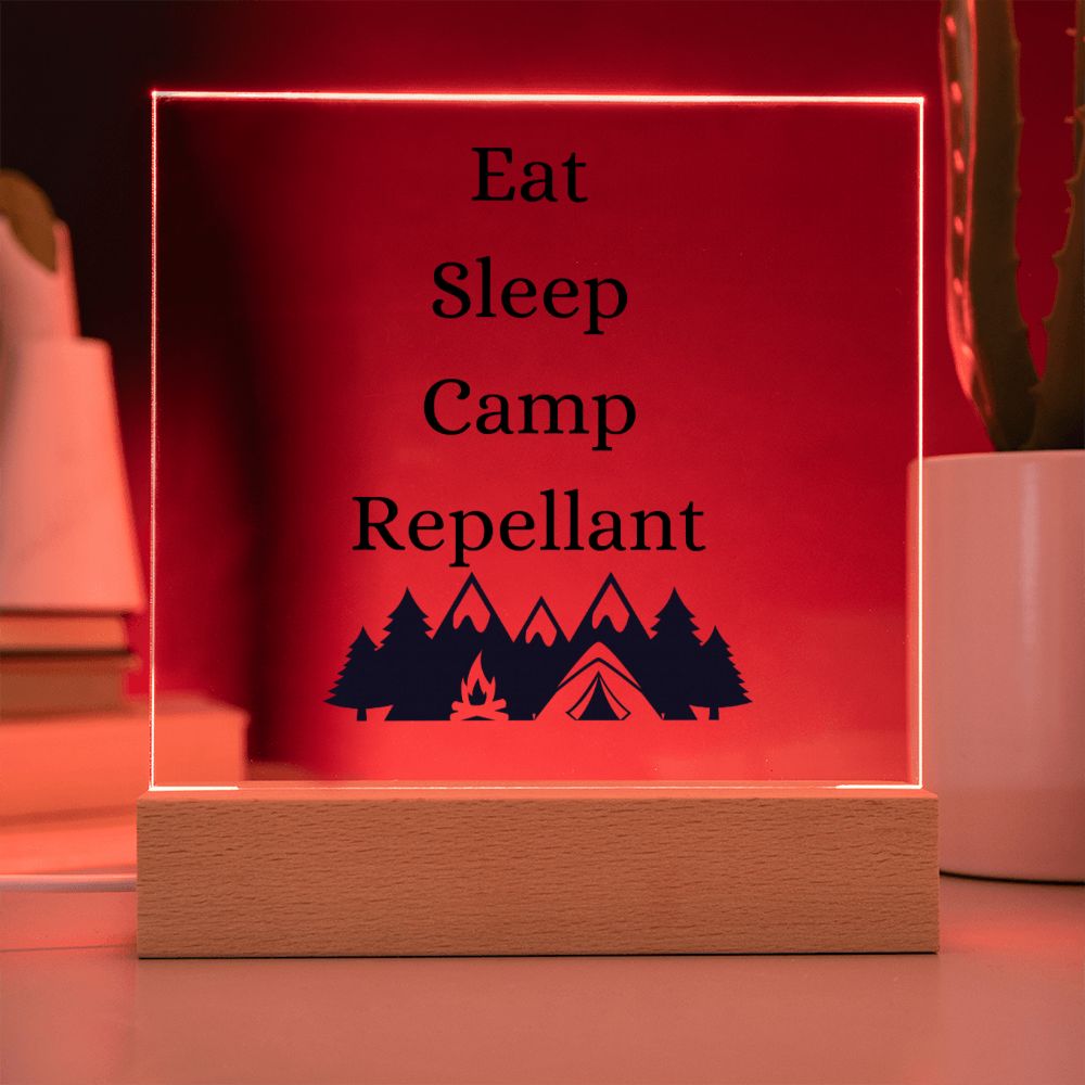 Humorous Camping, Multi-colored LED Night Light for your Office, Bar, Bedside Fish Tank or Mantle Piece