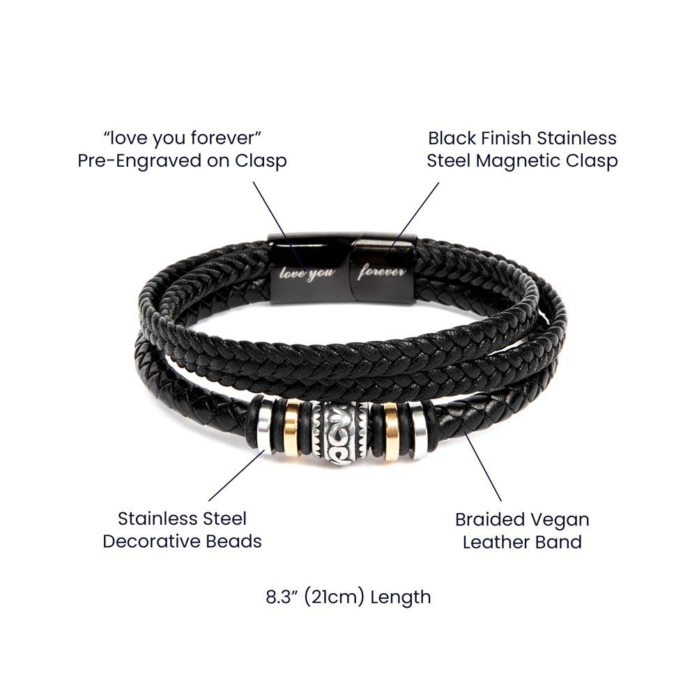 Fantastic Gift for Dads - Dad Stainless Steel Bracelet with Engraved Inspirational Quote and Vegan Leather Strap - A Heartfelt Gift for Your Old Man