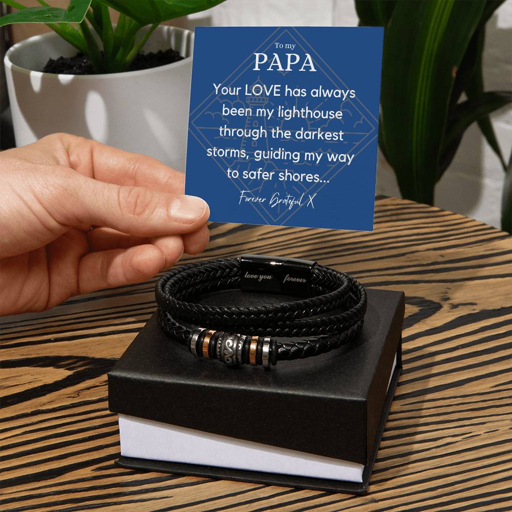 Meaningful Fathers Day Gift - Dad Stainless Steel Bracelet with Engraved Inspirational Quote and Leather Strap - A Heartfelt Gift for Your Beloved Dad