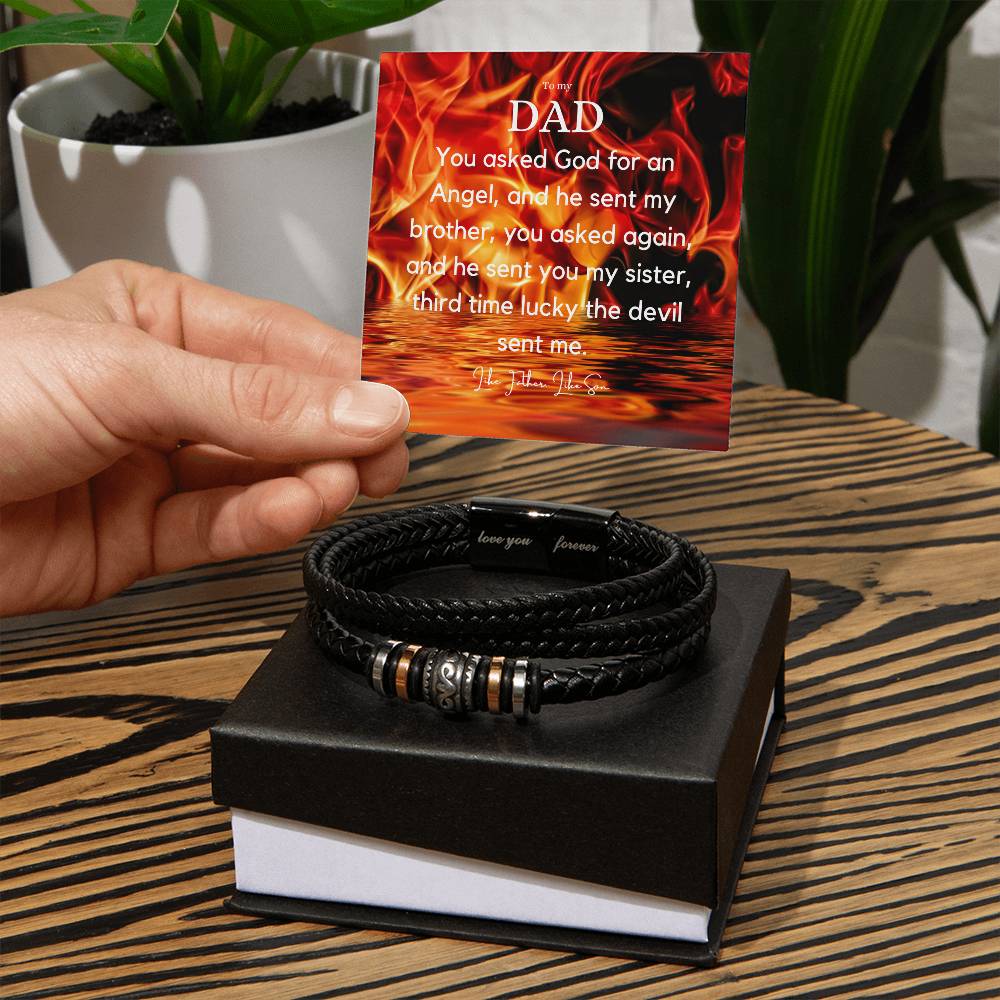 Stylish Dad Birthday/Anniversary/Fathers Day Gift - Engraved Bracelet with Vegan Leather and Message - Surprise Your Father with a Unique Present on His Special Day!,