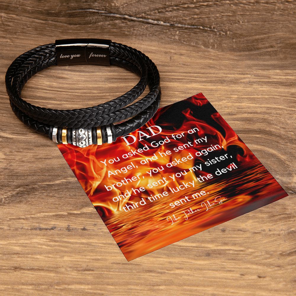 Stylish Dad Birthday/Anniversary/Fathers Day Gift - Engraved Bracelet with Vegan Leather and Message - Surprise Your Father with a Unique Present on His Special Day!,