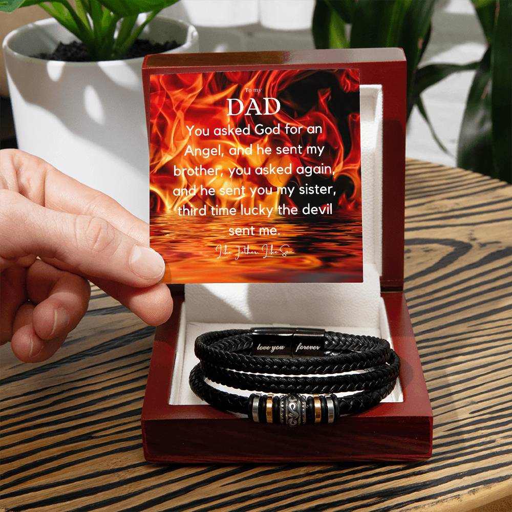 Stylish Dad Birthday/Anniversary/Fathers Day Gift - Engraved Bracelet with Vegan Leather and Message - Surprise Your Father with a Unique Present on His Special Day!,