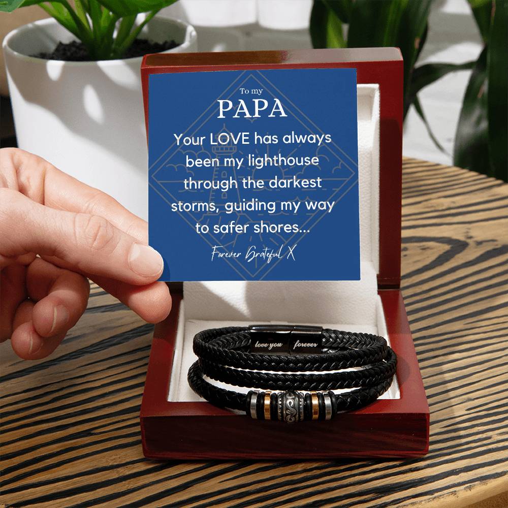 Meaningful Fathers Day Gift - Dad Stainless Steel Bracelet with Engraved Inspirational Quote and Leather Strap - A Heartfelt Gift for Your Beloved Dad