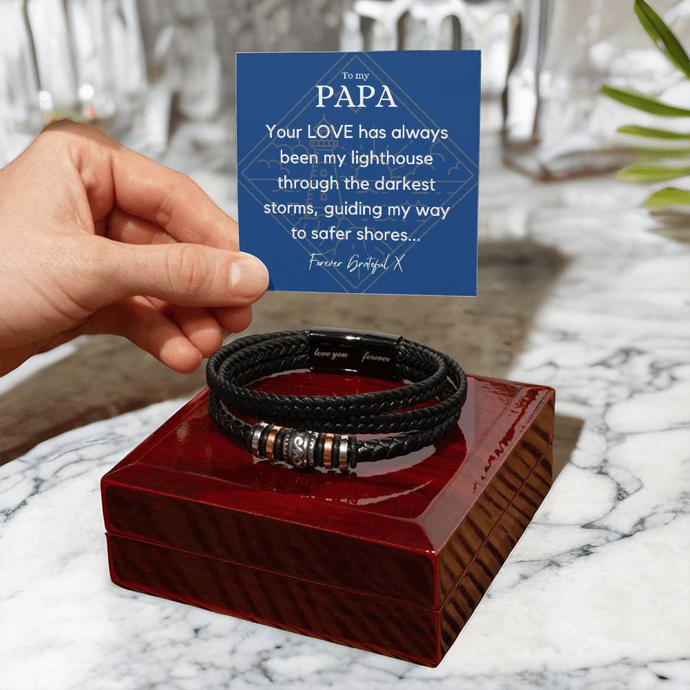 Meaningful Fathers Day Gift - Dad Stainless Steel Bracelet with Engraved Inspirational Quote and Leather Strap - A Heartfelt Gift for Your Beloved Dad