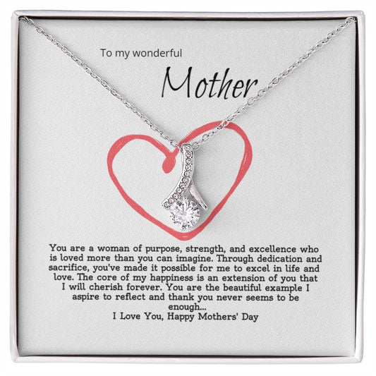 Wonderful Mother - Petite ribbon shaped pendant and necklace