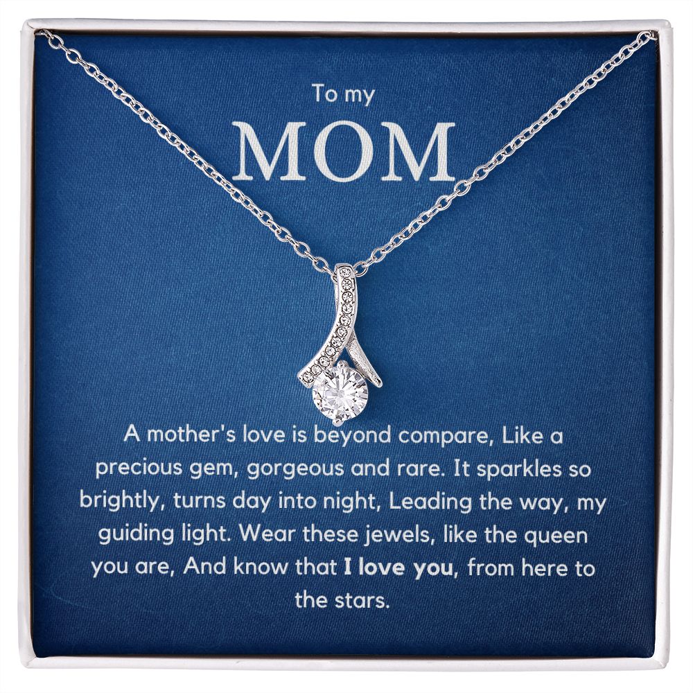 To Mom - Alluring Beauty Necklace with stunning ribbon shaped pendant