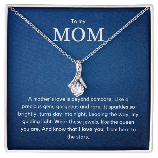 To Mom - Alluring Beauty Necklace with stunning ribbon shaped pendant