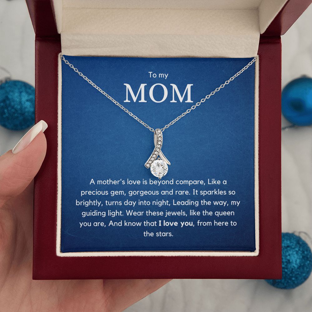 To Mom - Alluring Beauty Necklace with stunning ribbon shaped pendant