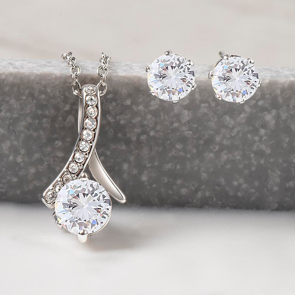Dearest Mom - Alluring Beauty Necklace and Cubic Zirconia Earring Set