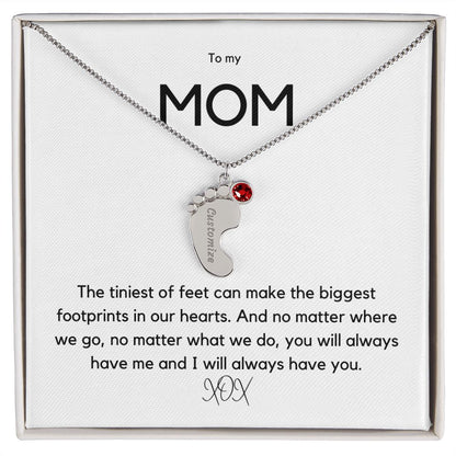 Footprints in our Hearts - Customized Necklace and Birthstones
