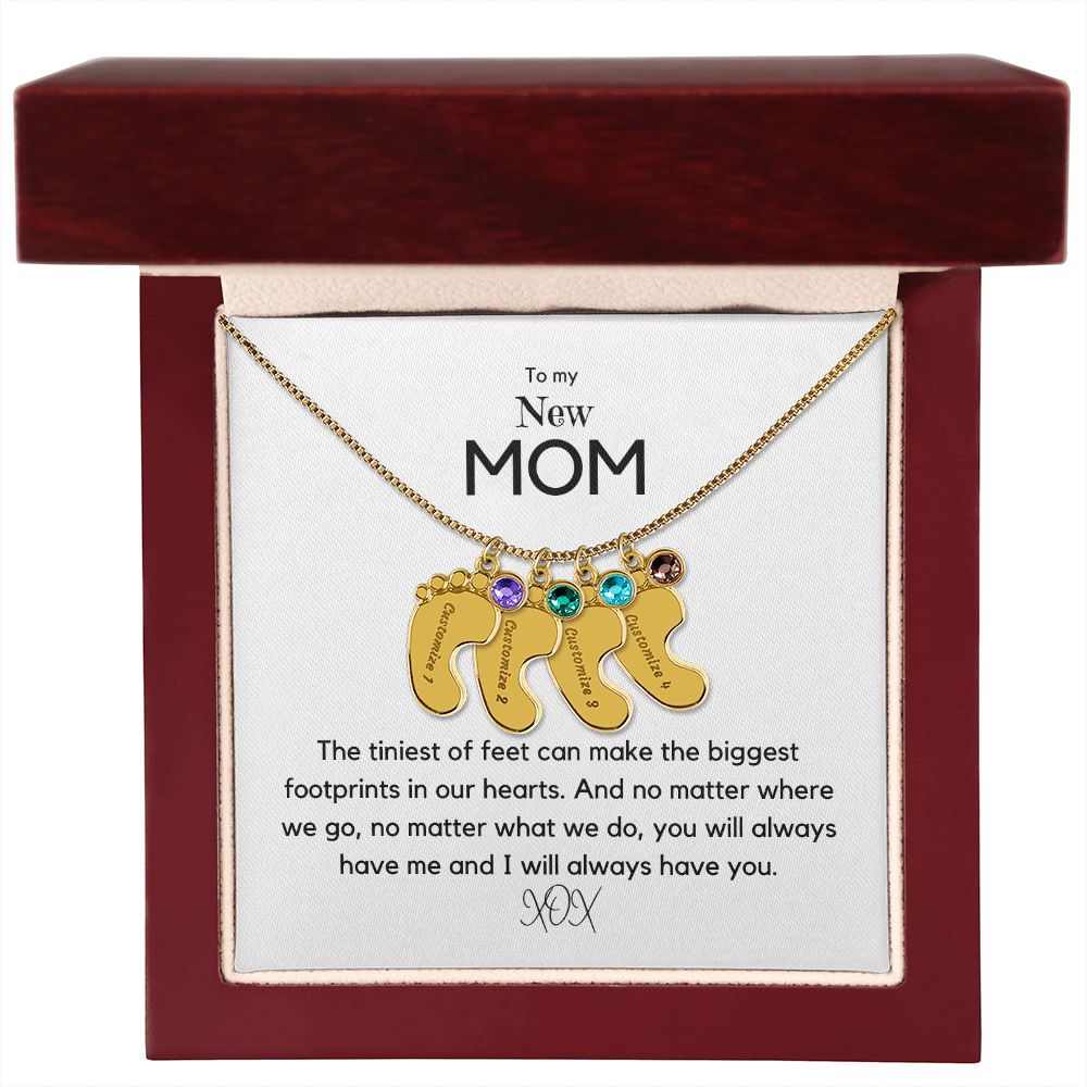 Tiny Feet - Customized Necklace and Birthstones