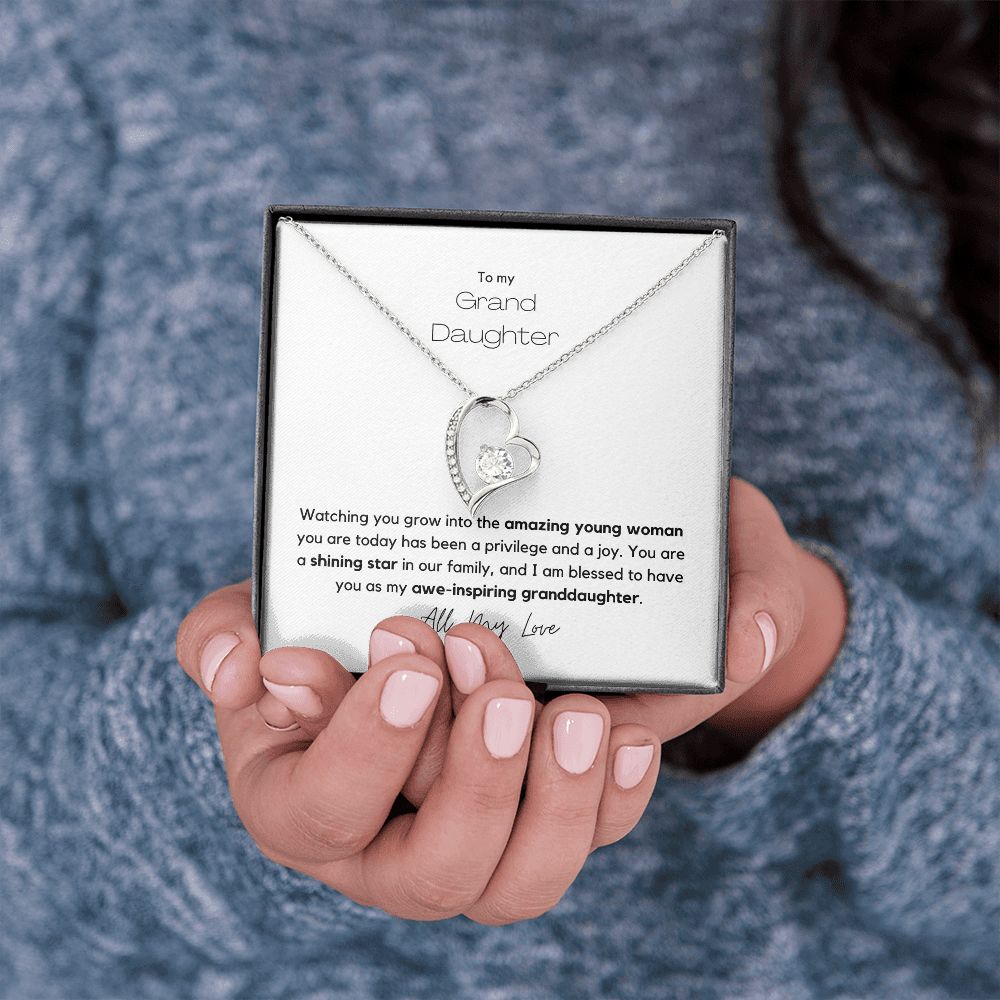 My Granddaughter - Forever Love Necklace with 6.5mm CZ Crystal